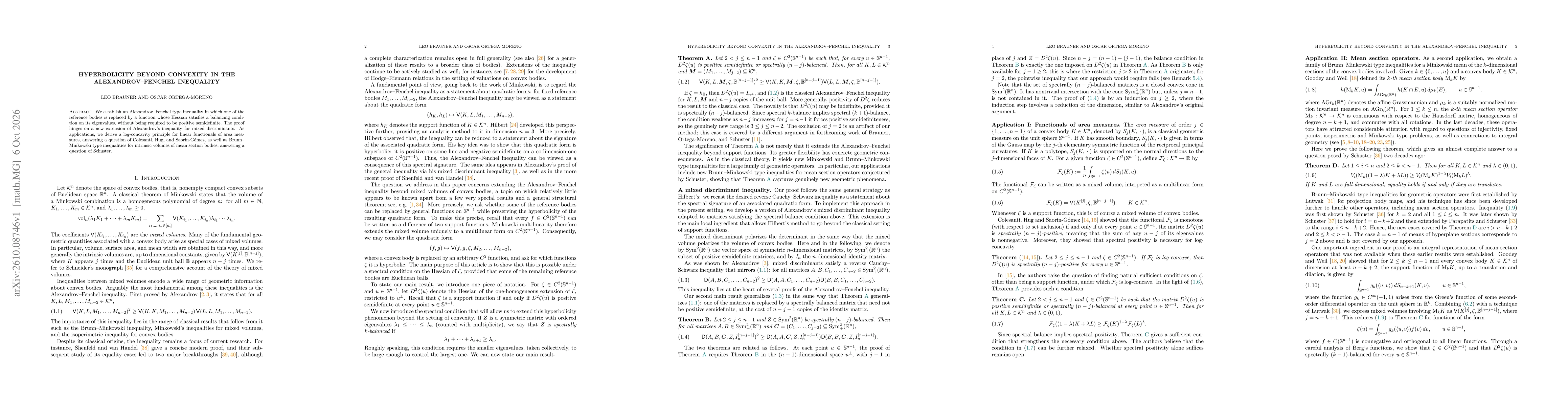 Thumbnail for Hyperbolicity Beyond Convexity in the Alexandrov-Fenchel Inequality