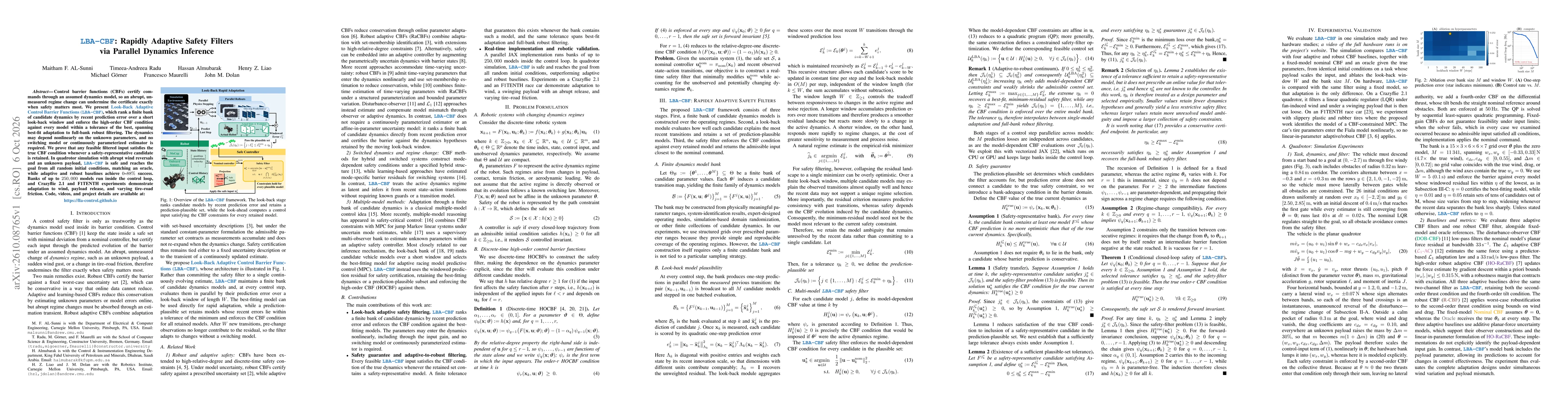 Thumbnail for LBA-CBF: Rapidly Adaptive Safety Filters via Parallel Dynamics Inference