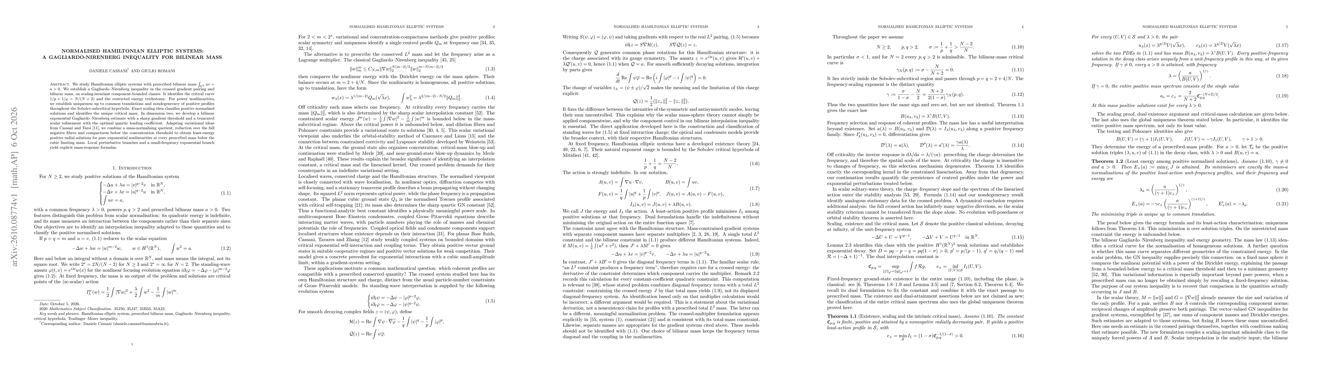Thumbnail for Normalised Hamiltonian Elliptic Systems: a Gagliardo-Nirenberg inequality for bilinear mass