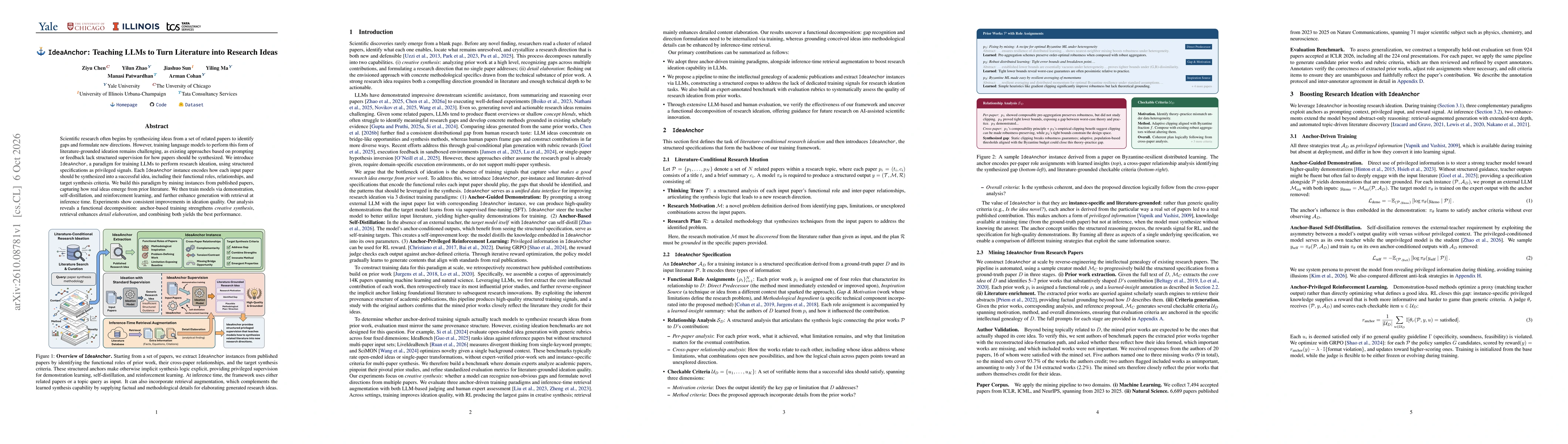Thumbnail for IdeaAnchor: Teaching LLMs to Turn Literature into Research Ideas