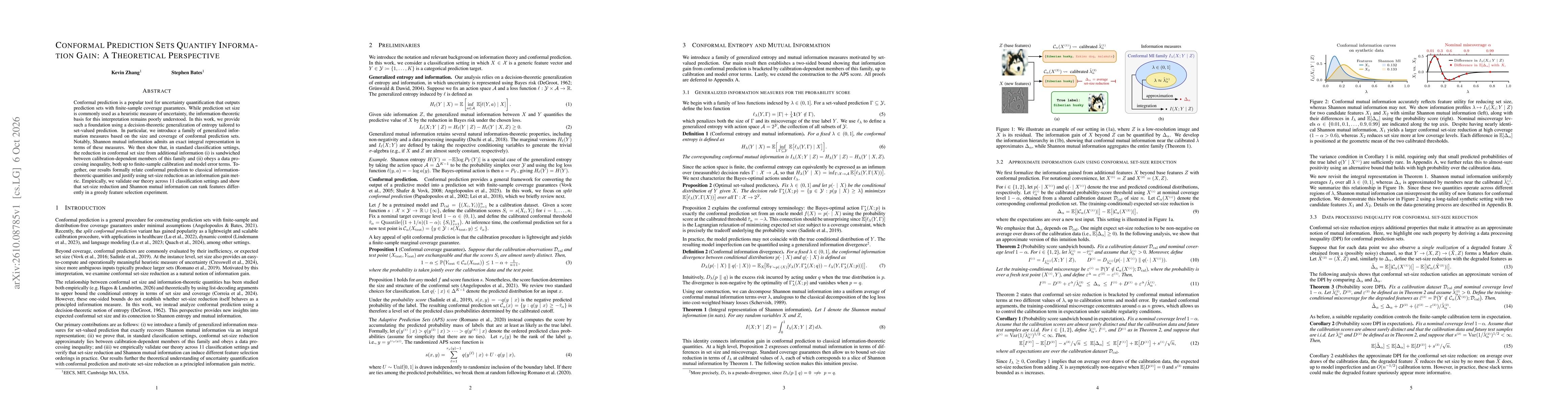 Thumbnail for Conformal Prediction Sets Quantify Information Gain: A Theoretical Perspective