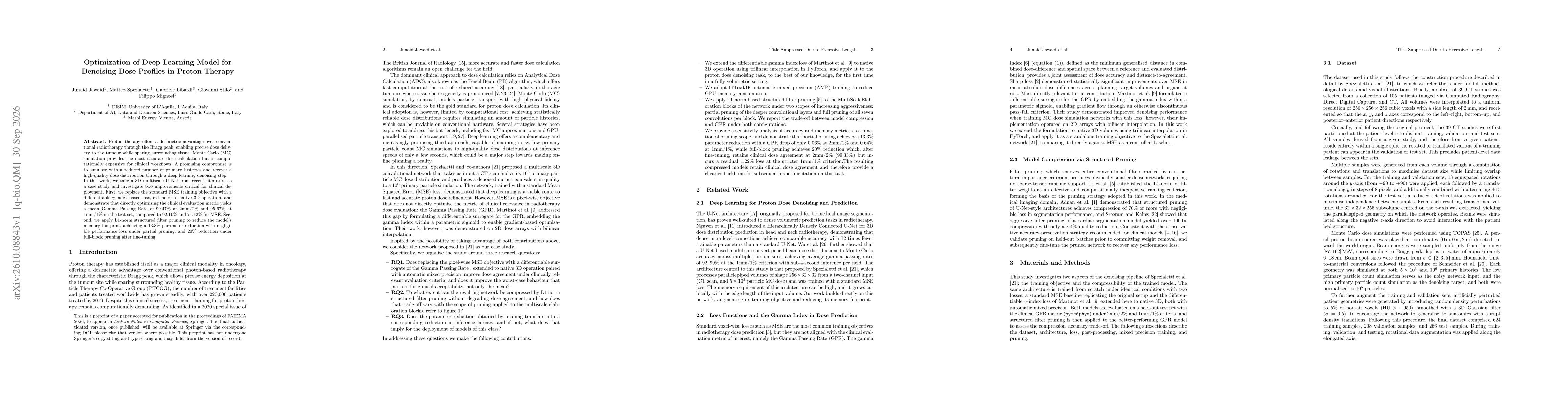 Thumbnail for Optimization of Deep Learning Model for Denoising Dose Profiles in Proton Therapy