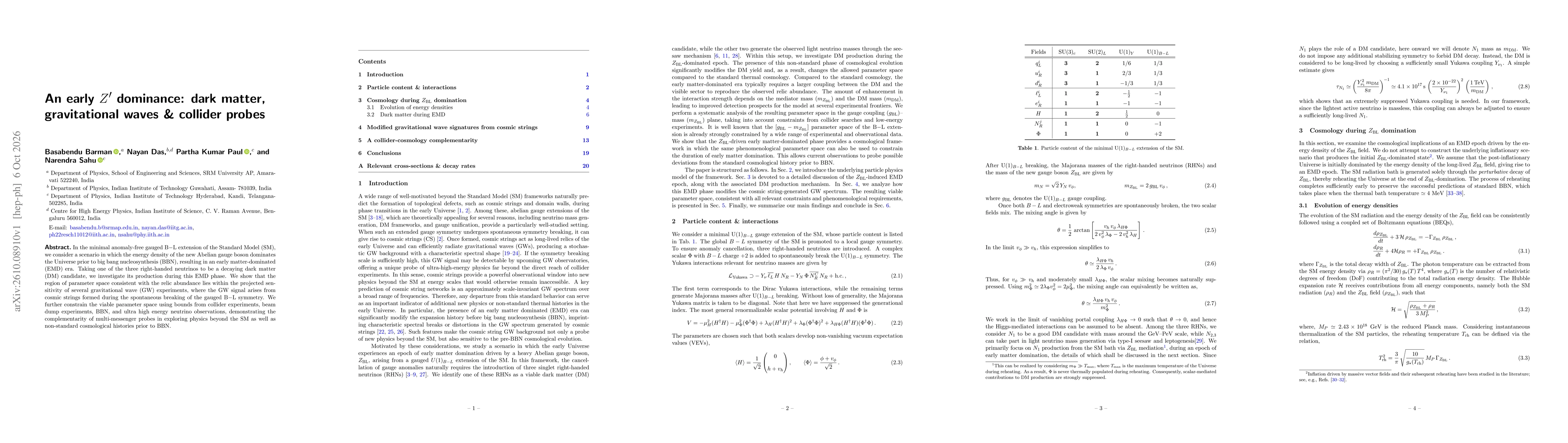 Thumbnail for An early $Z'$ dominance: dark matter, gravitational waves & collider probes