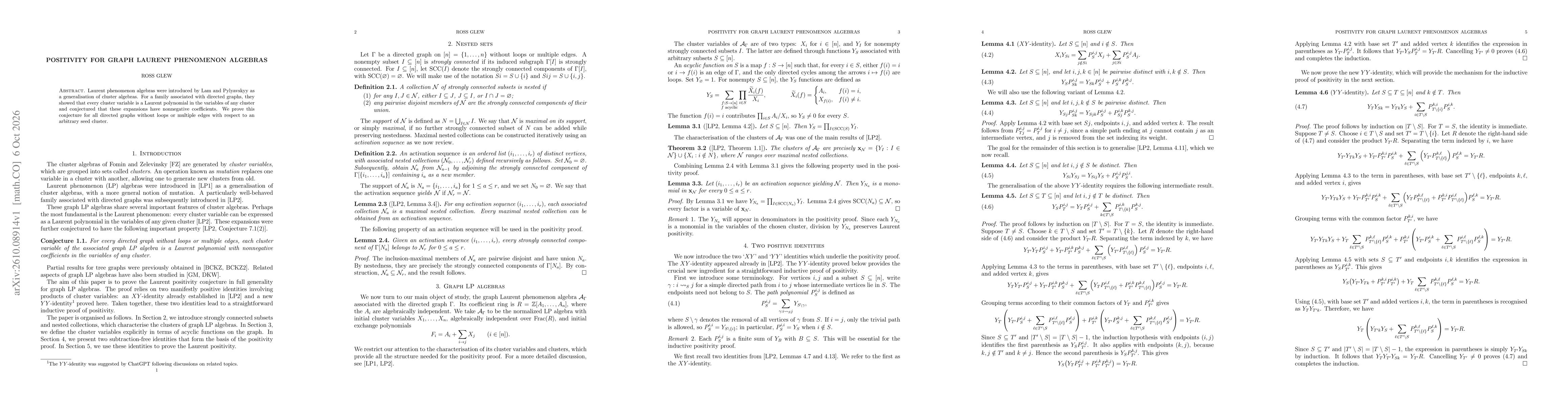 Thumbnail for Positivity for graph Laurent phenomenon algebras