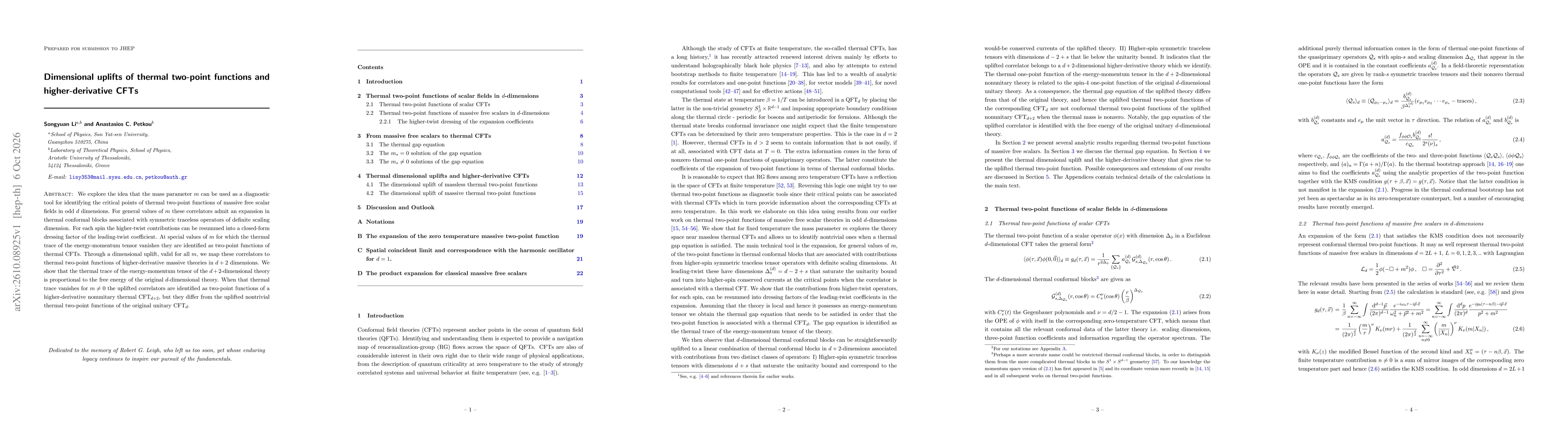 Thumbnail for Dimensional uplifts of thermal two-point functions and higher-derivative CFTs