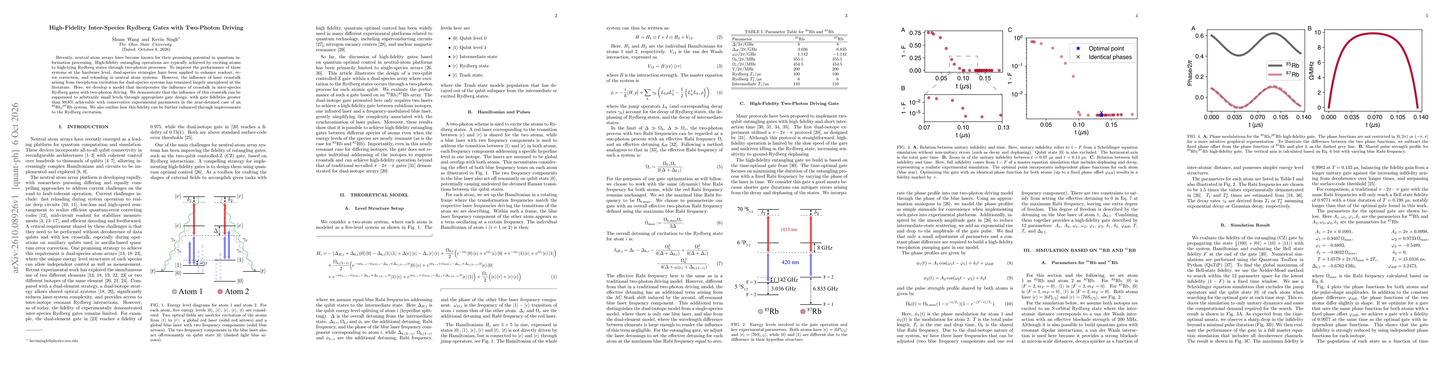 Thumbnail for High-Fidelity Inter-Species Rydberg Gates with Two-Photon Driving