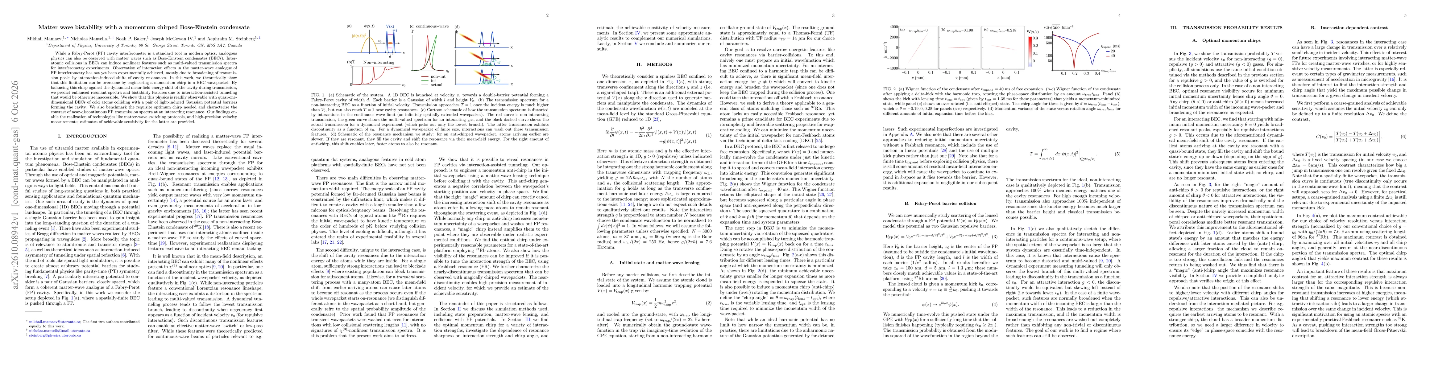 Thumbnail for Matter wave bistability with a momentum chirped Bose-Einstein condensate