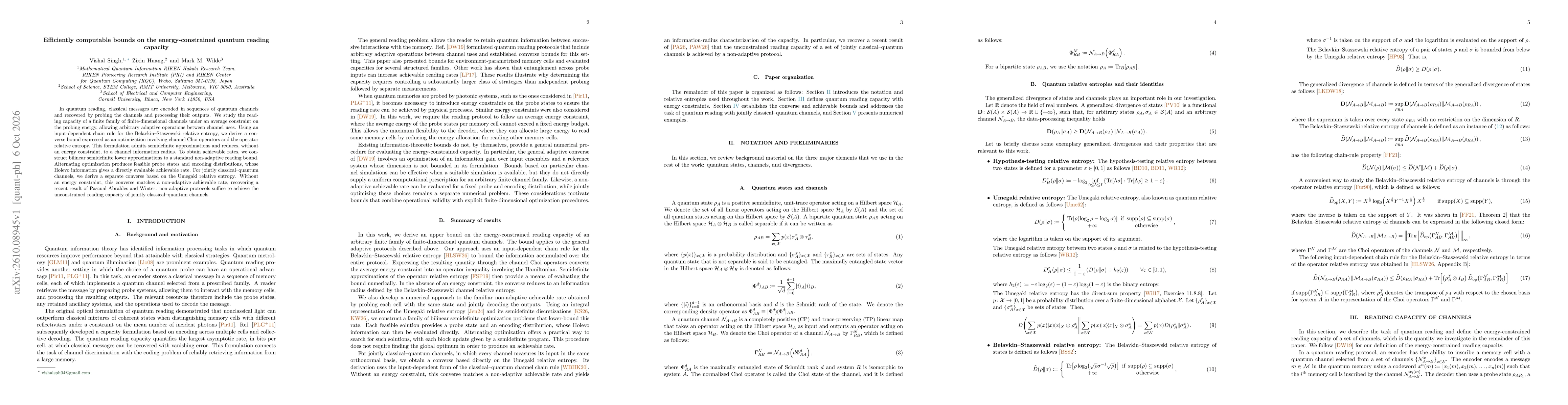 Thumbnail for Efficiently computable bounds on the energy-constrained quantum reading capacity