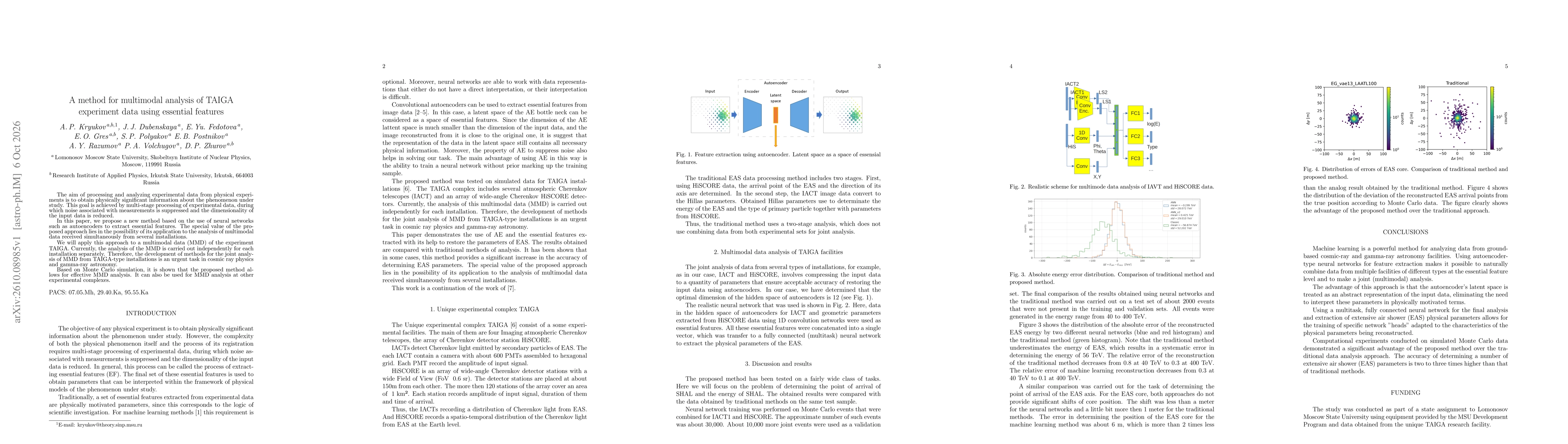 Thumbnail for A method for multimodal analysis of TAIGA experiment data using essential features