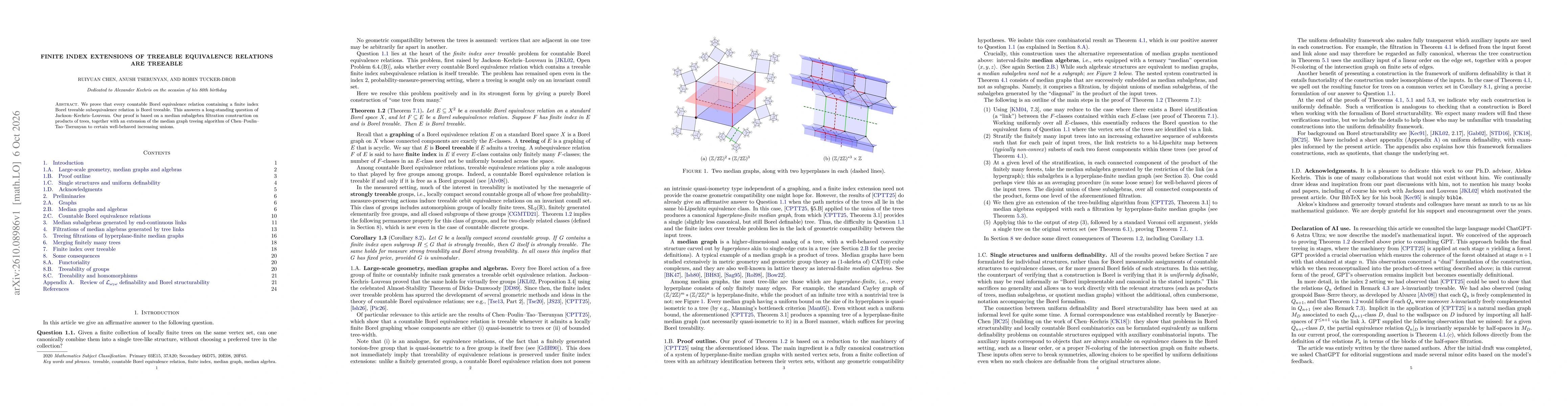 Thumbnail for Finite index extensions of treeable equivalence relations are treeable