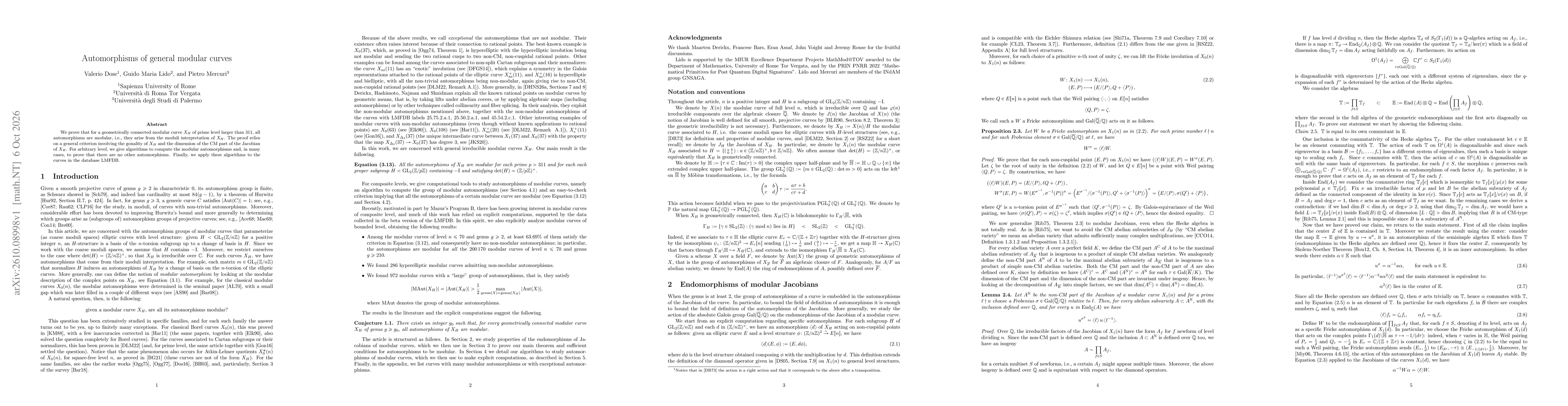 Thumbnail for Automorphisms of general modular curves