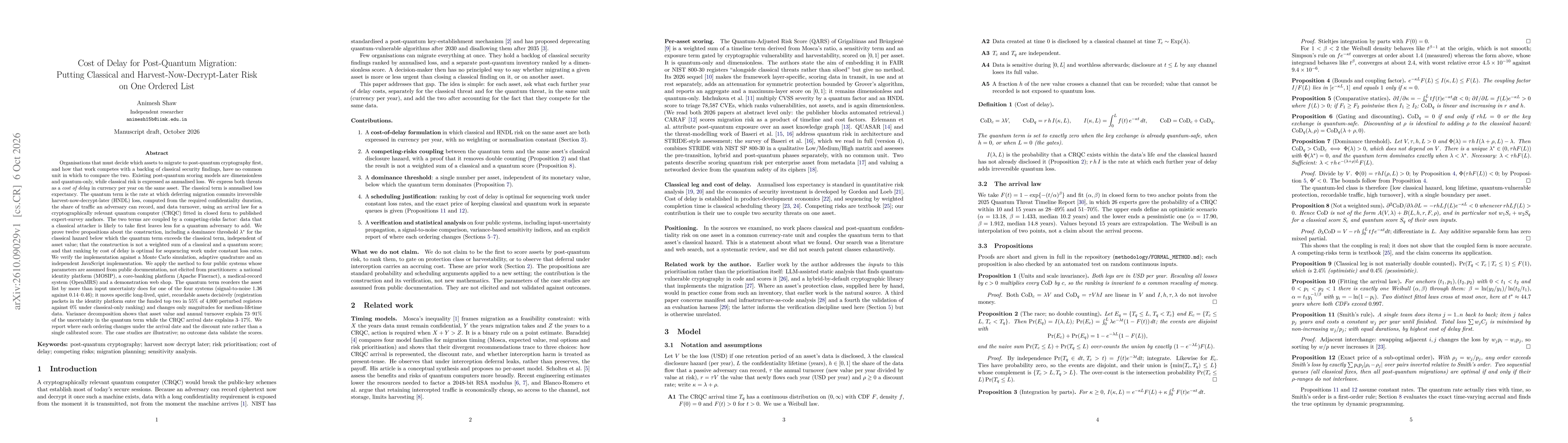 Thumbnail for Cost of Delay for Post-Quantum Migration: Putting Classical and Harvest-Now-Decrypt-Later Risk on One Ordered List