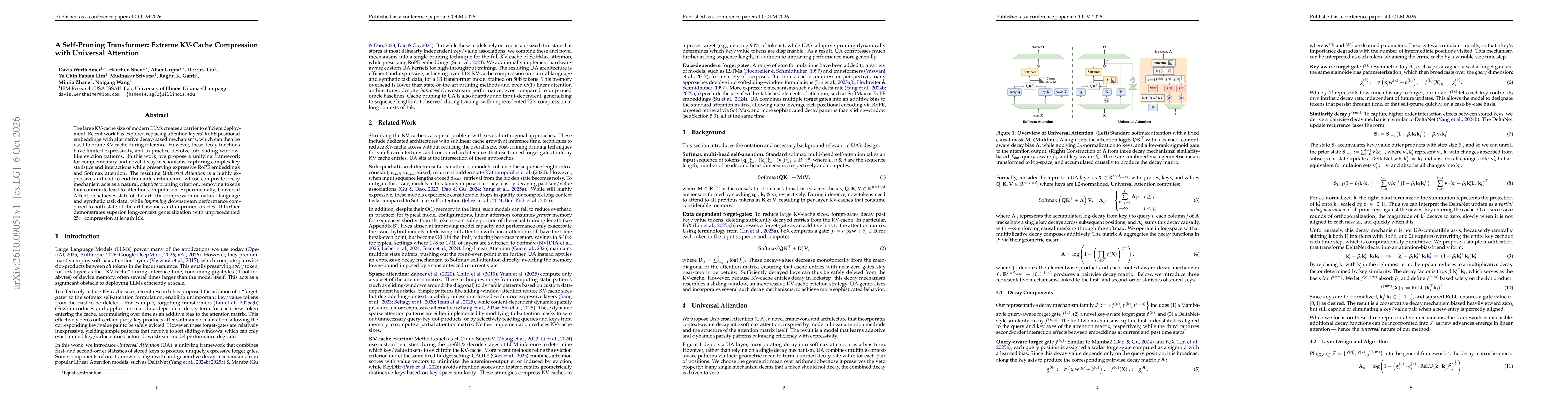 Thumbnail for A Self-Pruning Transformer: Extreme KV-Cache Compression with Universal Attention