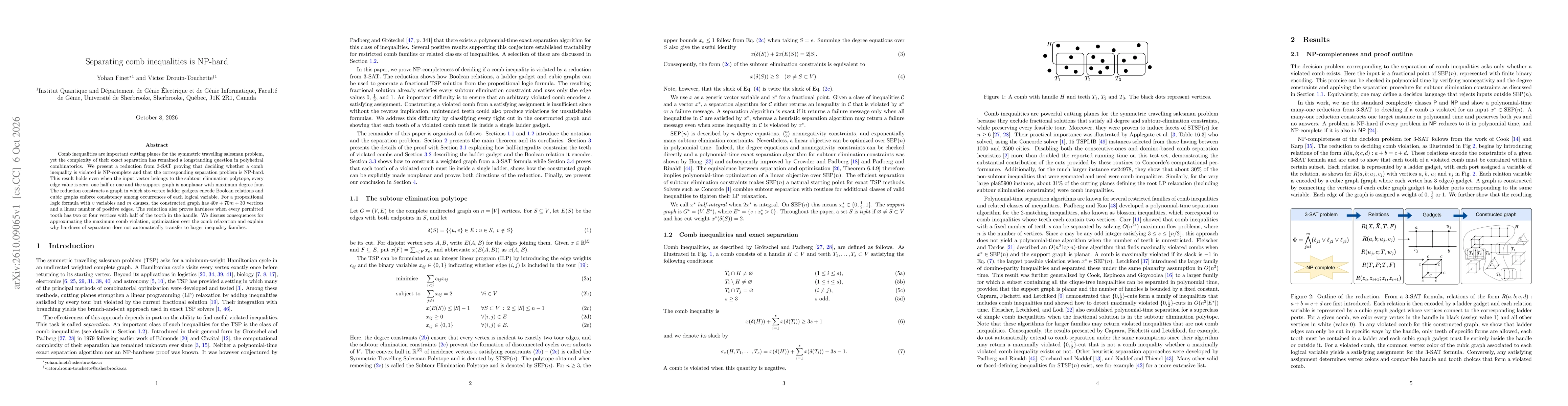 Thumbnail for Separating comb inequalities is NP-hard