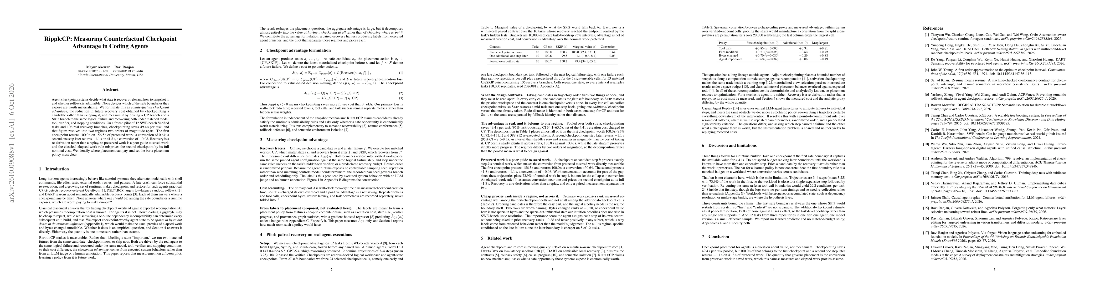 Thumbnail for RippleCP: Measuring Counterfactual Checkpoint Advantage in Coding Agents