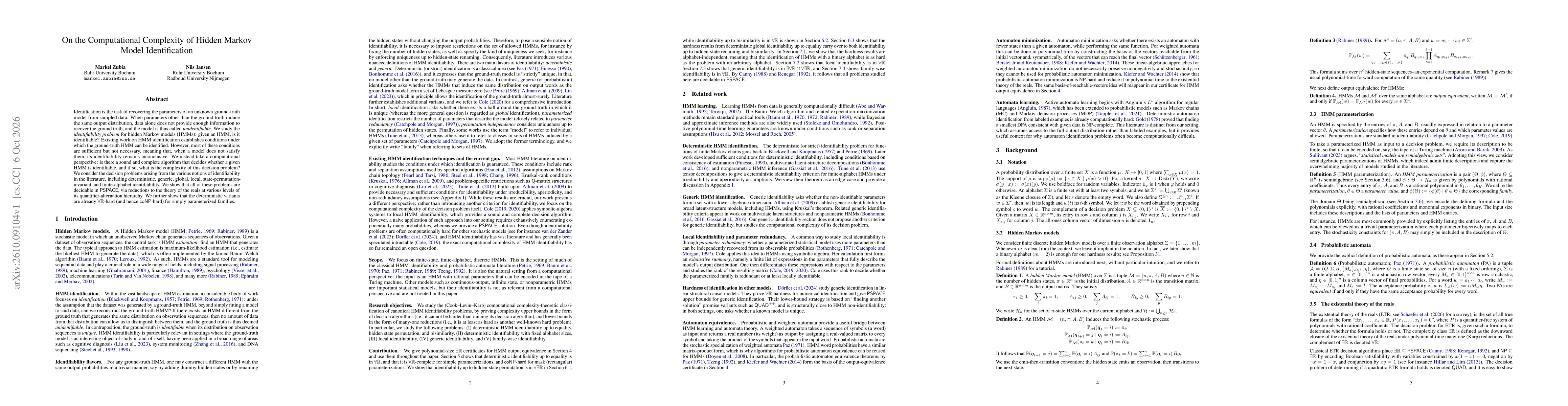 Thumbnail for On the Computational Complexity of Hidden Markov Model Identification