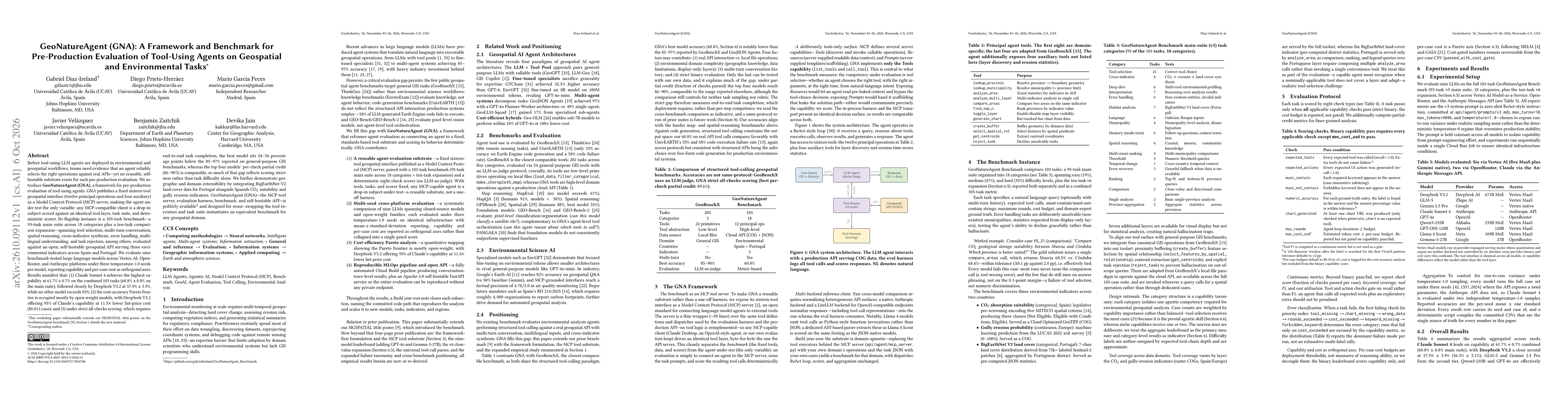 Thumbnail for GeoNatureAgent (GNA): A Framework and Benchmark for Pre-Production Evaluation of Tool-Using Agents on Geospatial and Environmental Tasks