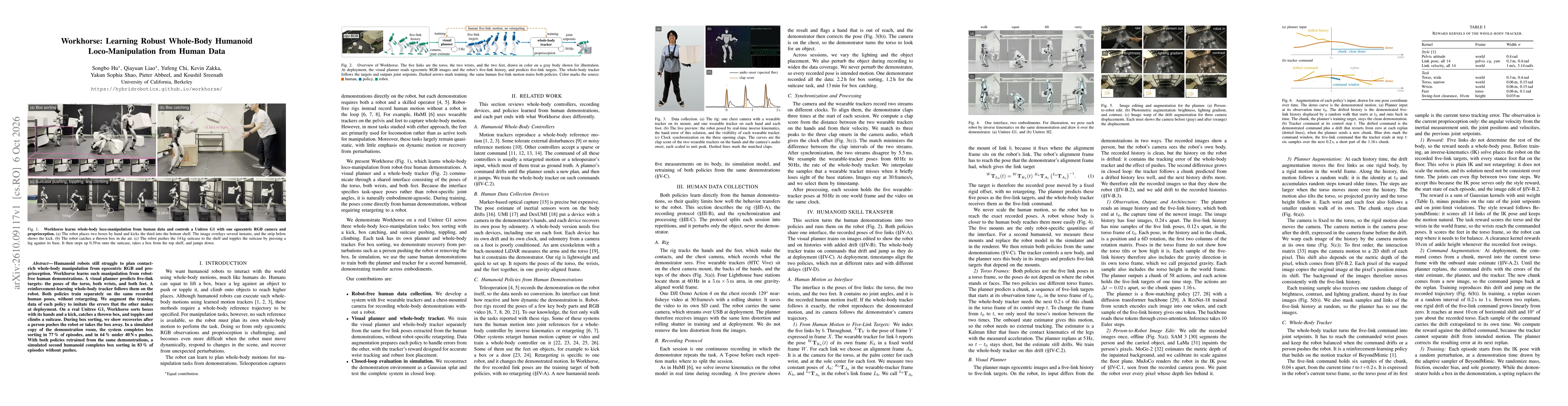 Thumbnail for Workhorse: Learning Robust Whole-Body Humanoid Loco-Manipulation from Human Data