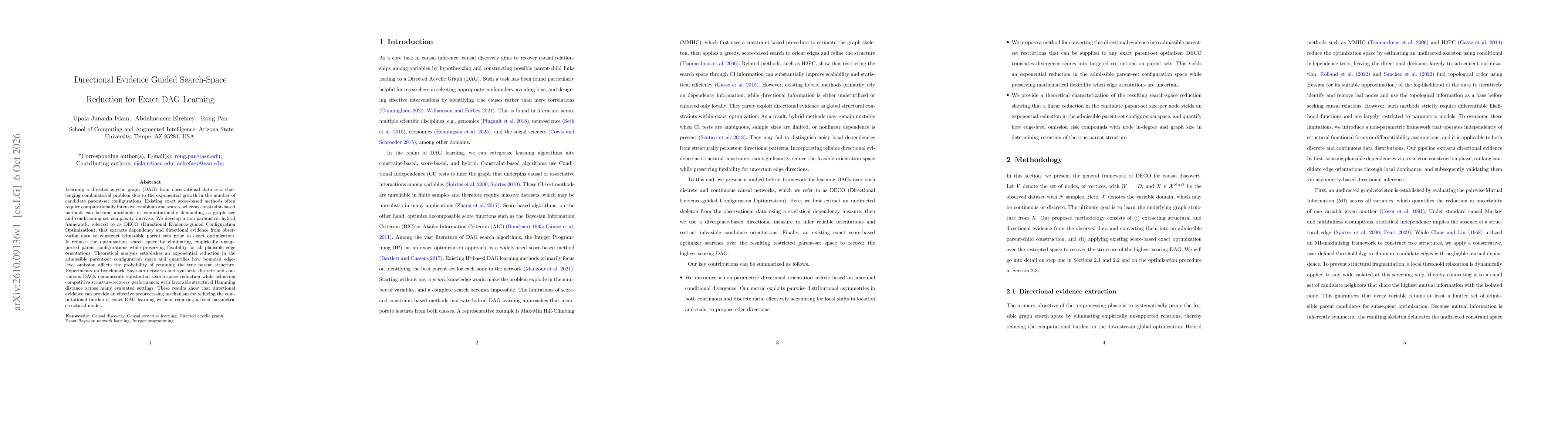 Thumbnail for Directional Evidence Guided Search-Space Reduction for Exact DAG Learning