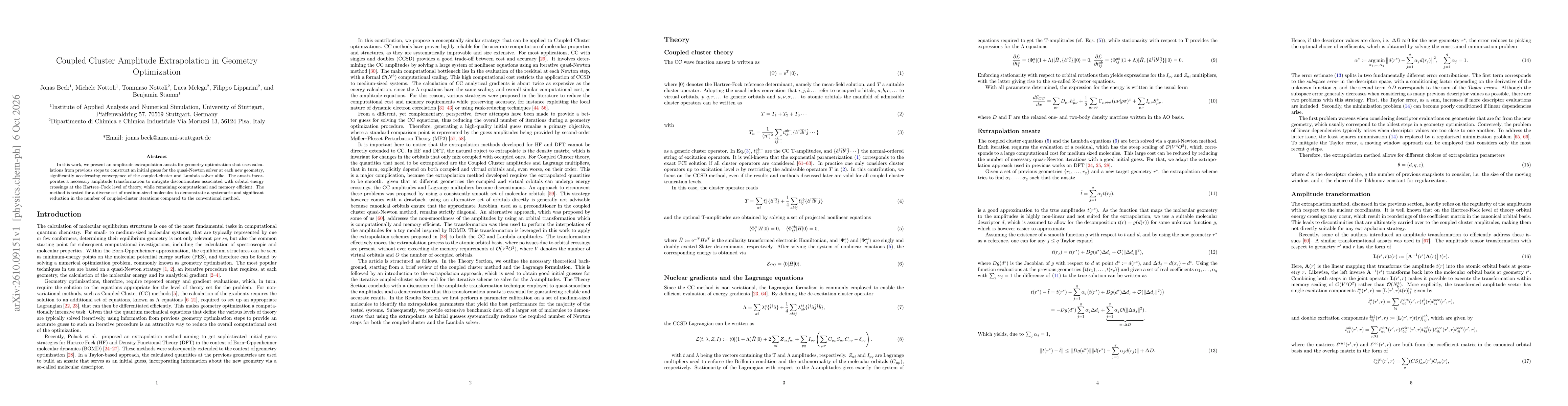 Thumbnail for Coupled Cluster Amplitude Extrapolation in Geometry Optimization
