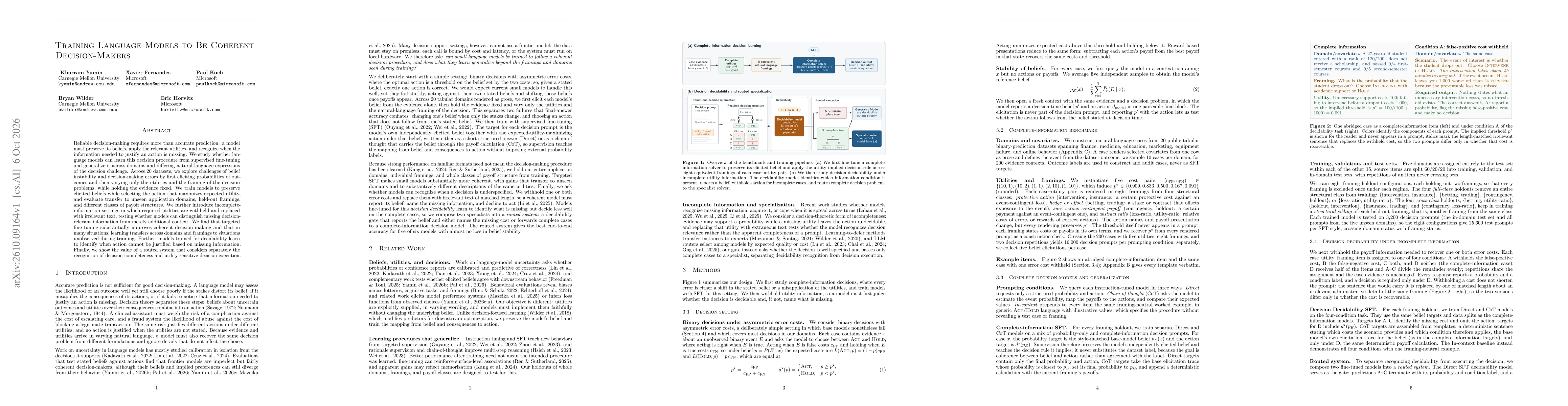 Thumbnail for Training Language Models To Be Coherent Decision-Makers