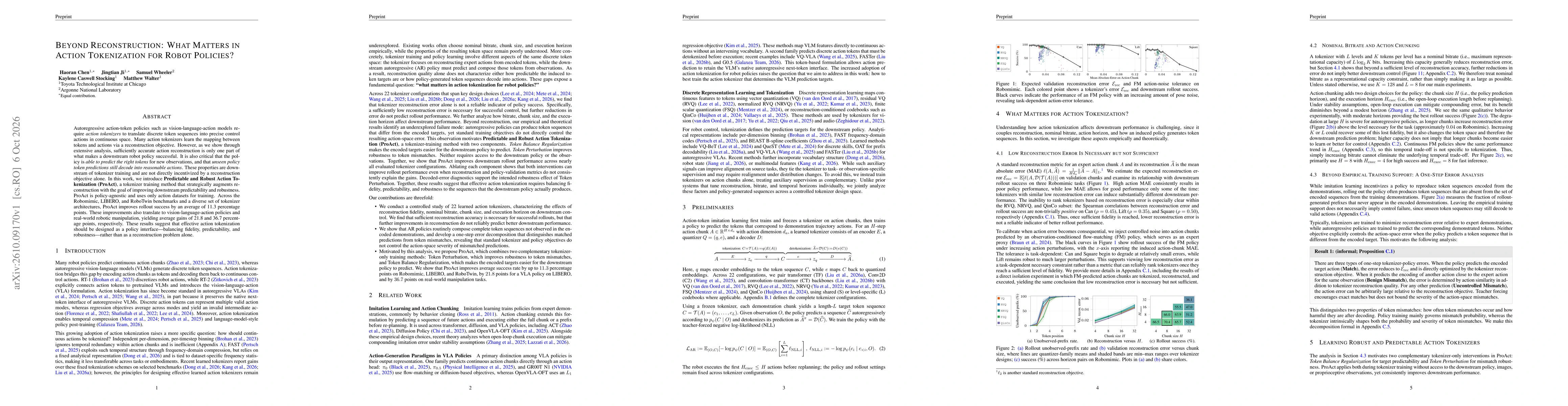 Thumbnail for Beyond Reconstruction: What Matters in Action Tokenization for Robot Policies?