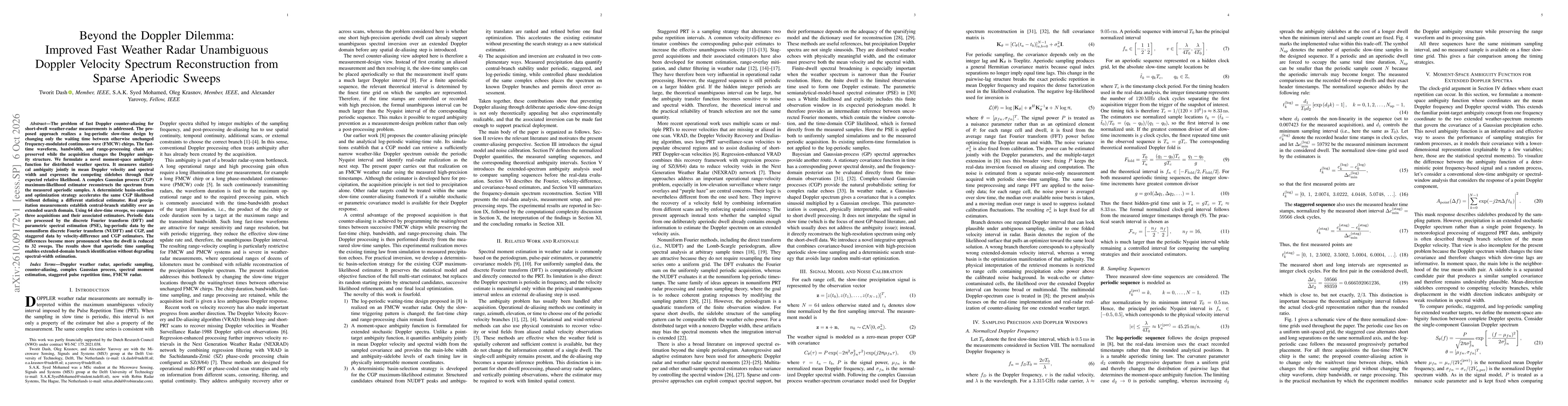 Thumbnail for Beyond the Doppler Dilemma: Improved Fast Weather Radar Unambiguous Doppler Velocity Spectrum Reconstruction from Sparse Aperiodic Sweeps