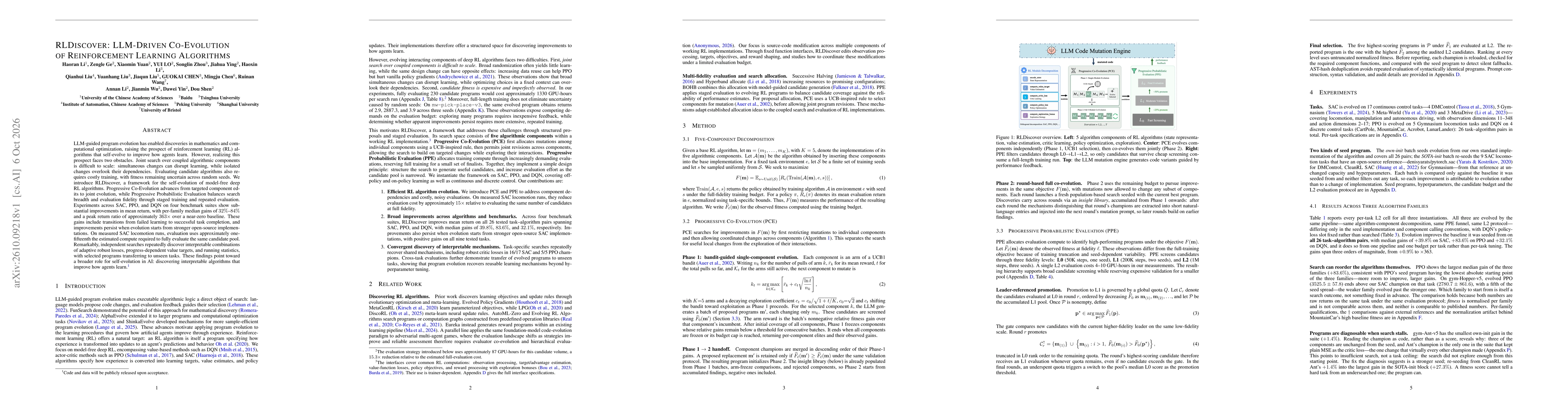 Thumbnail for RLDISCOVER: LLM-driven co-evolution of reinforcement learning algorithms