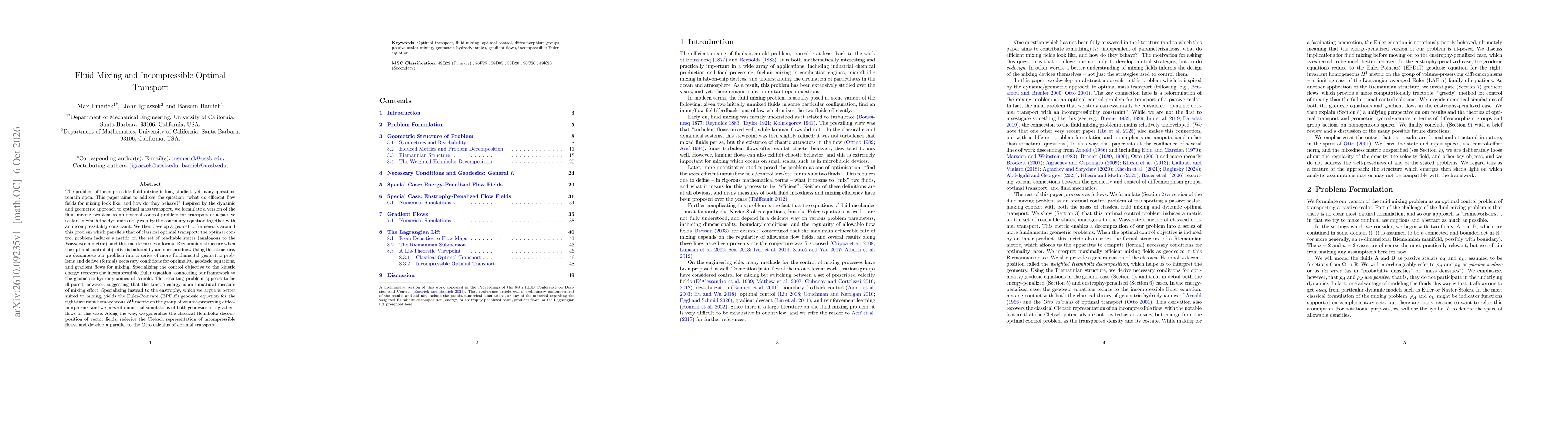 Thumbnail for Fluid Mixing and Incompressible Optimal Transport