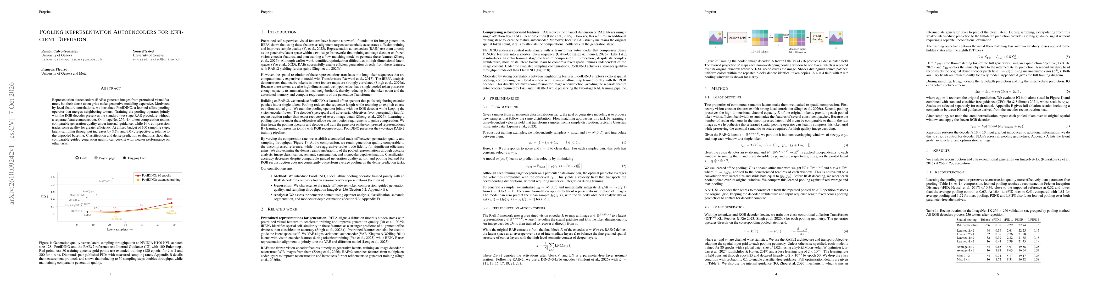 Thumbnail for Pooling Representation Autoencoders for Efficient Diffusion