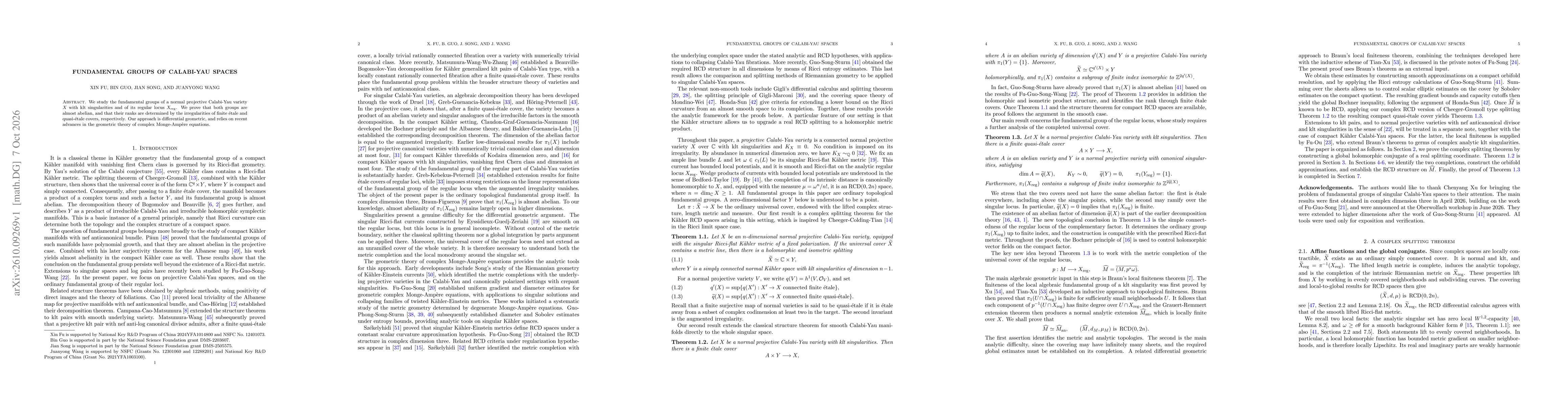 Thumbnail for Fundamental groups of Calabi-Yau spaces