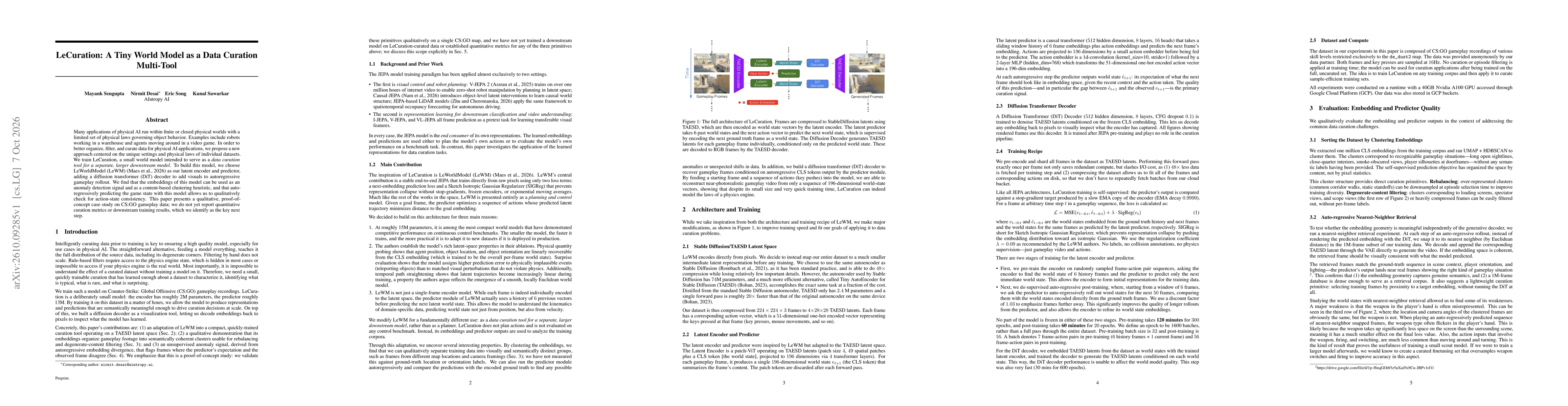 Thumbnail for LeCuration: A Tiny World Model as a Data Curation Multi-Tool