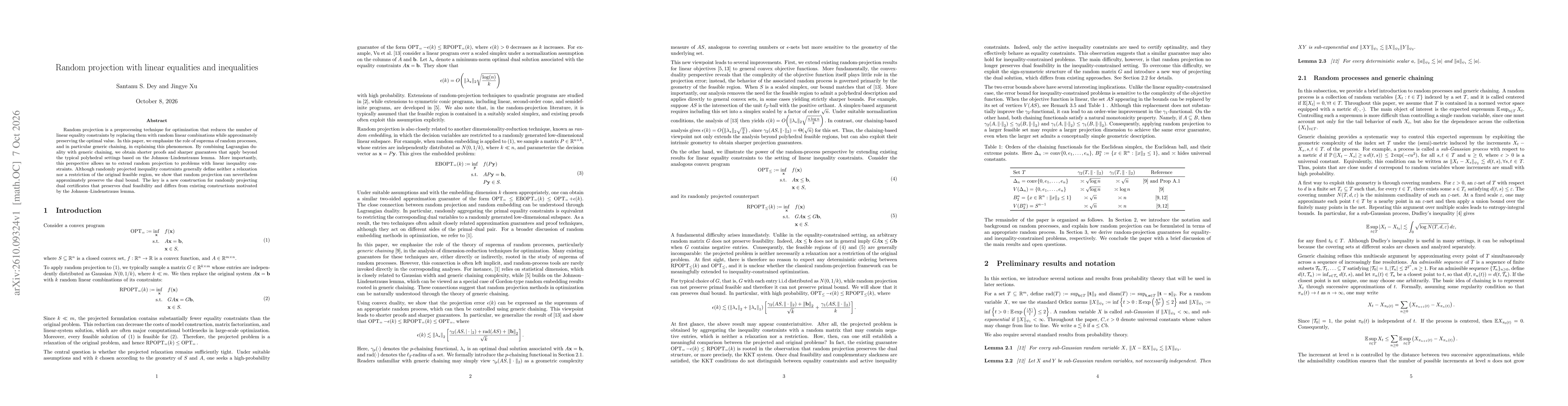 Thumbnail for Random projection with linear equalities and inequalities