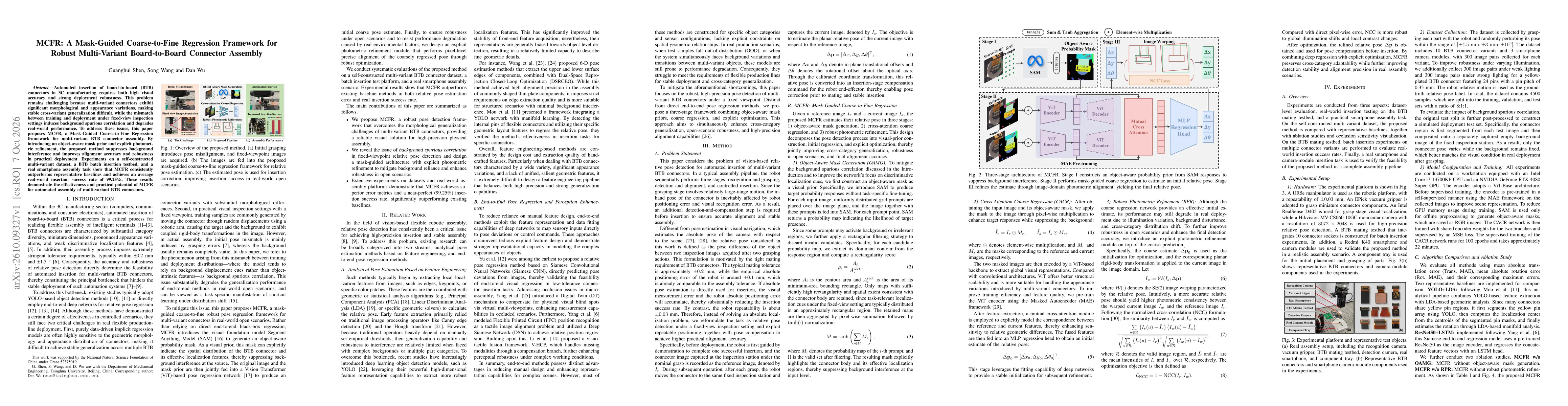 Thumbnail for MCFR: A Mask-Guided Coarse-to-Fine Regression Framework for Robust Multi-Variant Board-to-Board Connector Assembly