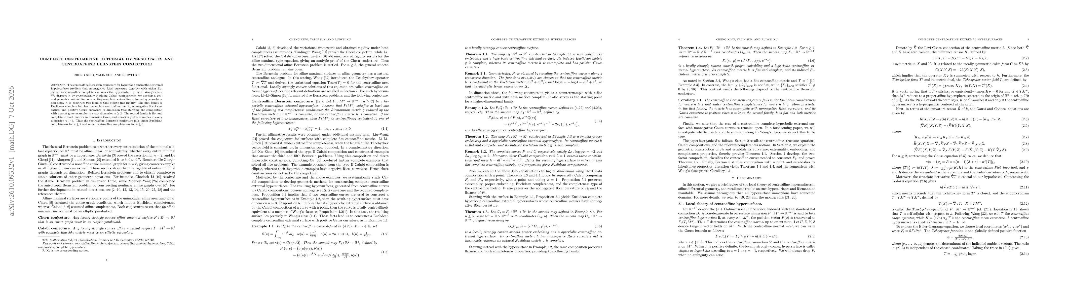 Thumbnail for Complete centroaffine extremal hypersurfaces and centroaffine Bernstein conjecture