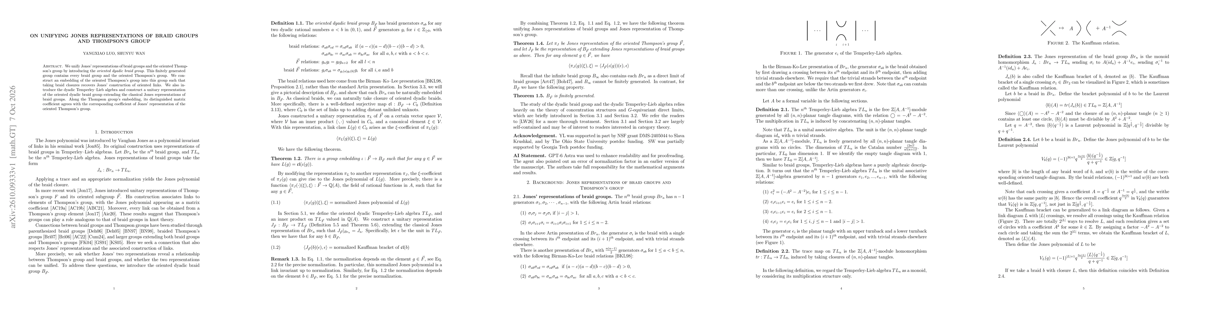 Thumbnail for On unifying Jones representations of braid groups and Thompson's group