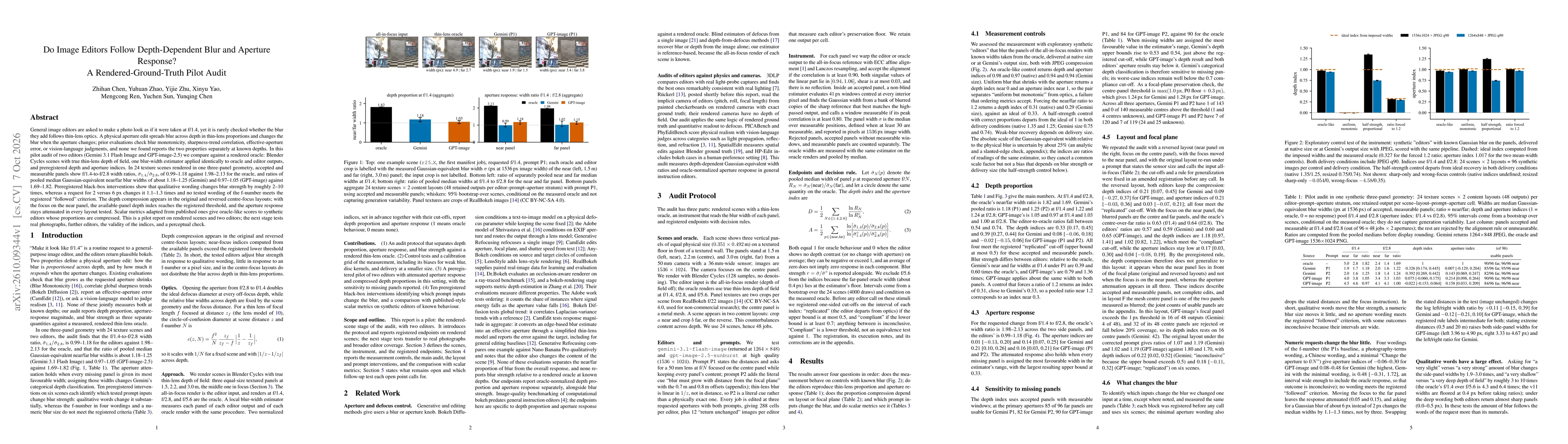 Thumbnail for Do Image Editors Follow Depth-Dependent Blur and Aperture Response? A Rendered-Ground-Truth Pilot Audit