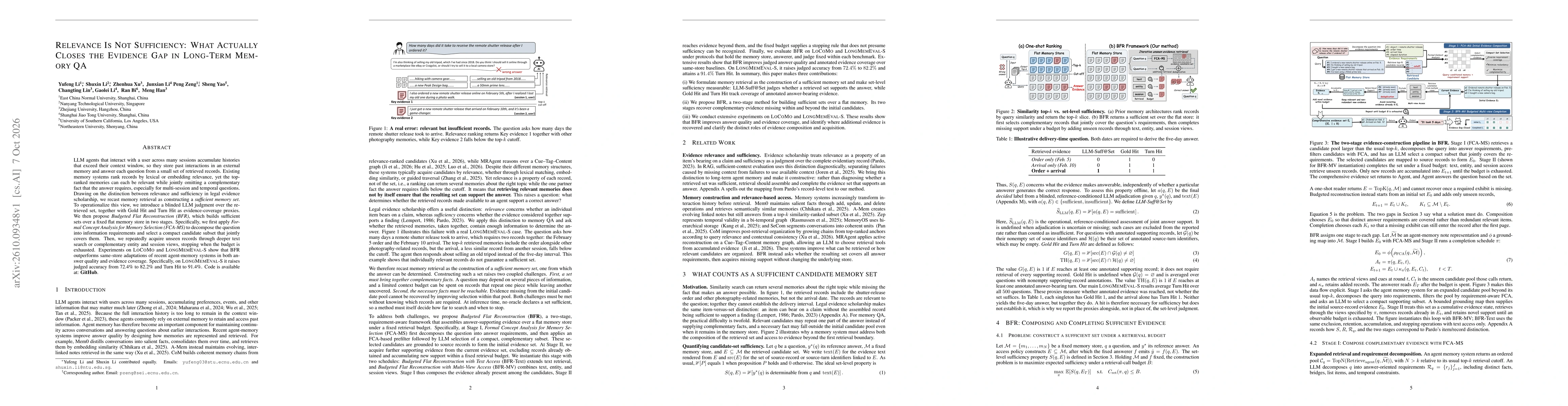 Thumbnail for Relevance Is Not Sufficiency: What Actually Closes the Evidence Gap in Long-Term Memory QA