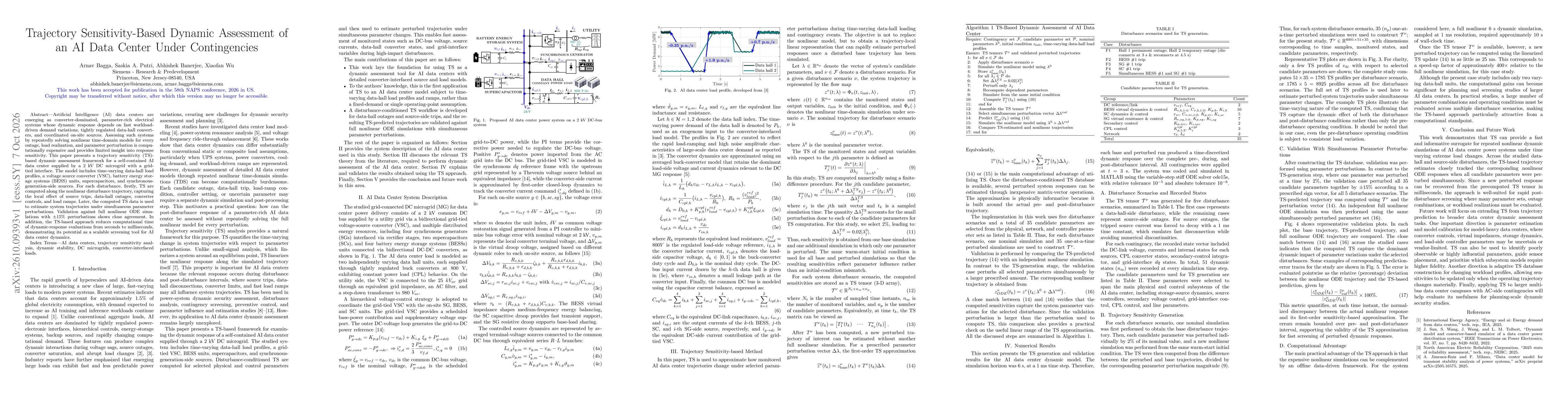 Thumbnail for Trajectory Sensitivity-Based Dynamic Assessment of an AI Data Center Under Contingencies