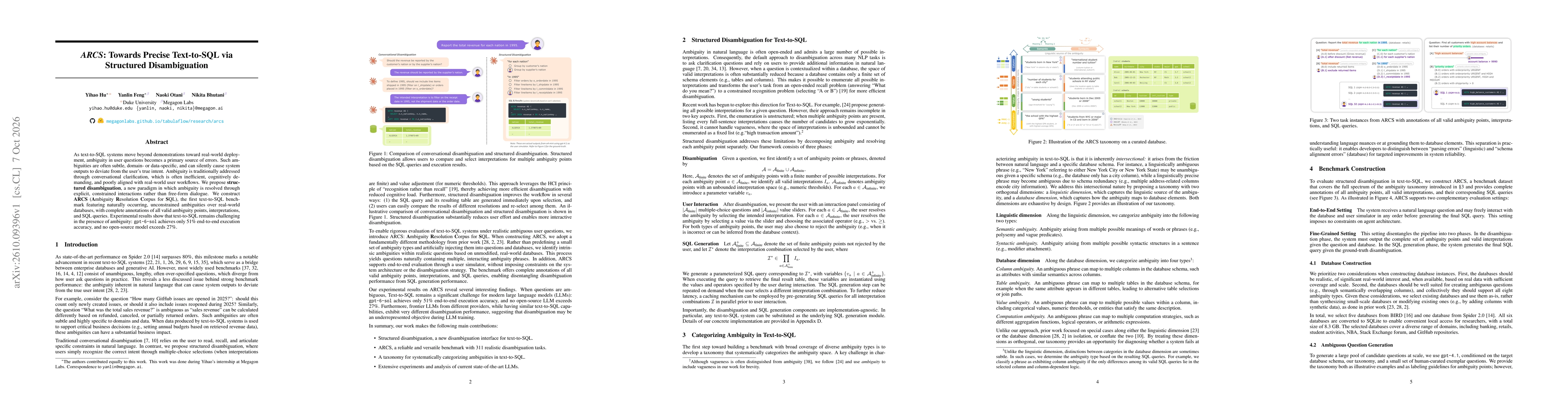 Thumbnail for ARCS: Towards Precise Text-to-SQL via Structured Disambiguation