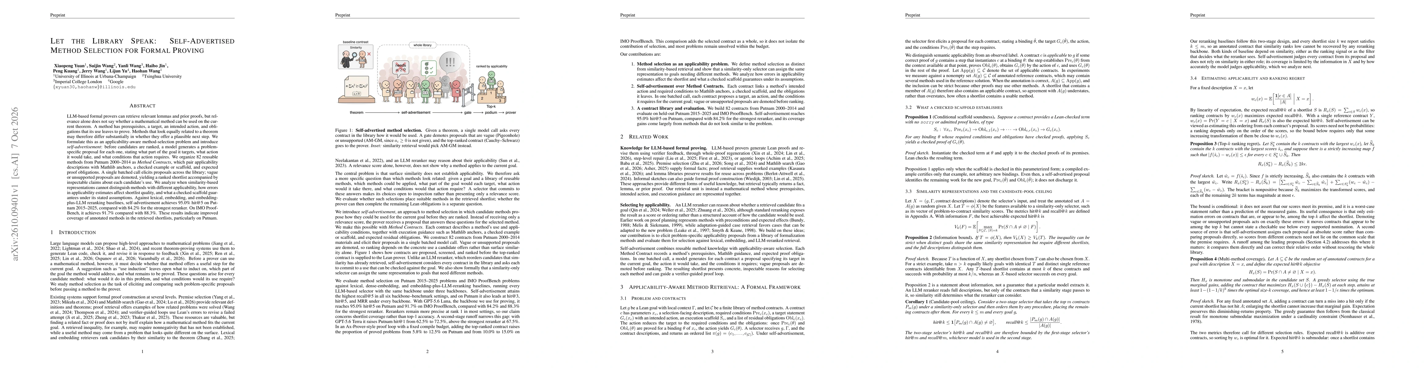 Thumbnail for Let the Library Speak: Self-Advertised Method Selection for Formal Proving