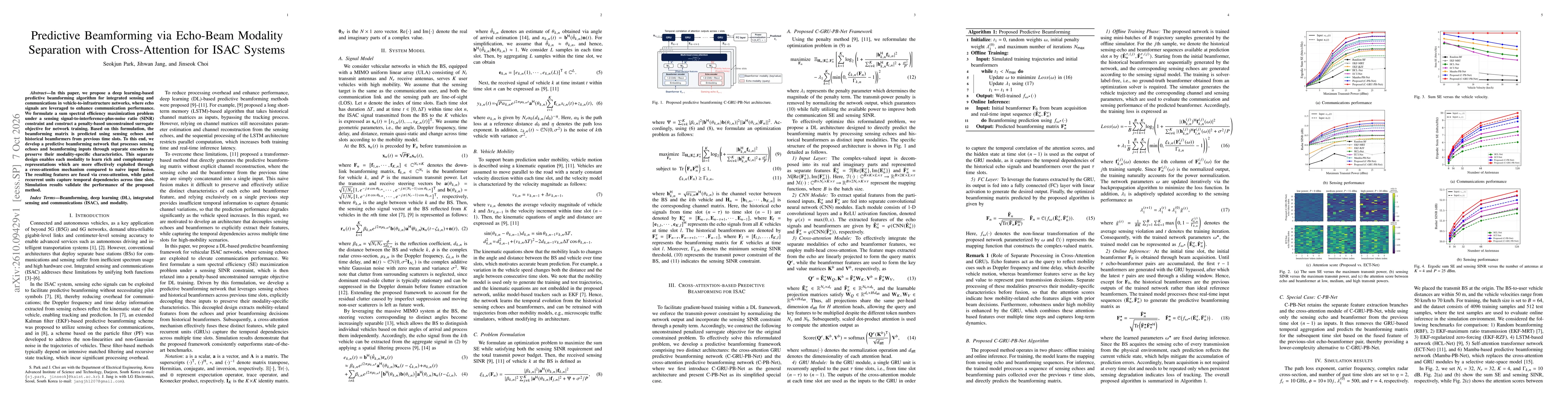 Thumbnail for Predictive Beamforming via Echo-Beam Modality Separation with Cross-Attention for ISAC Systems