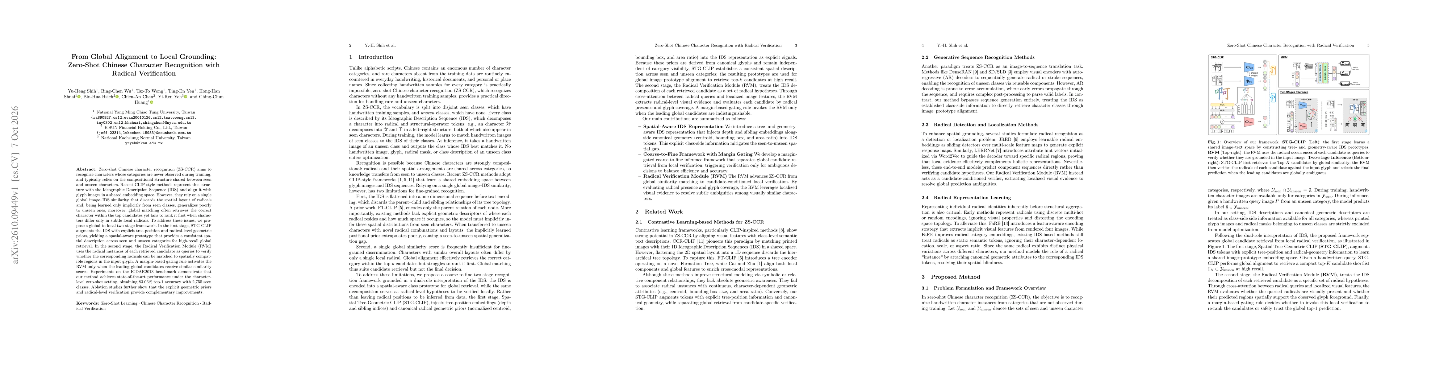 Thumbnail for From Global Alignment to Local Grounding: Zero-Shot Chinese Character Recognition with Radical Verification