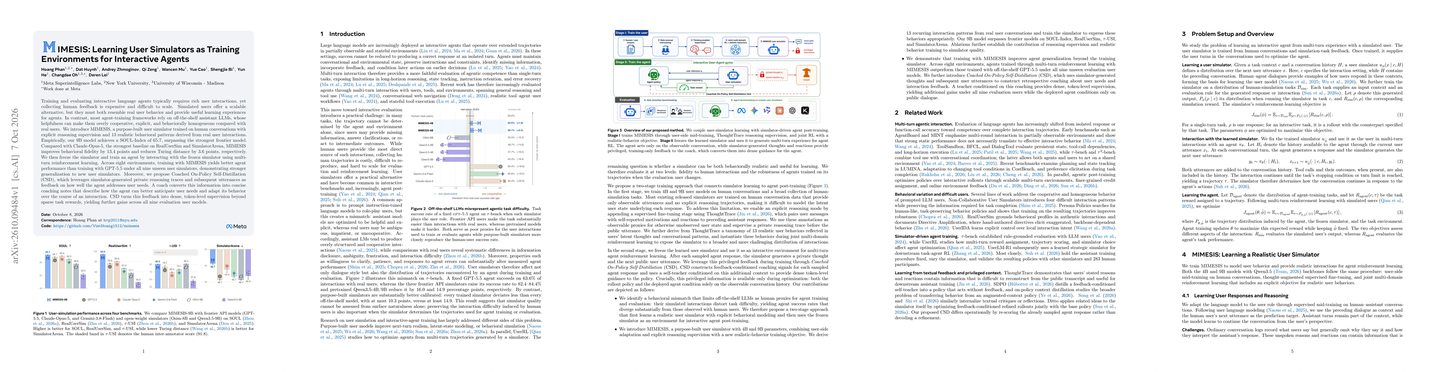 Thumbnail for MIMESIS: Learning User Simulators as Training Environments for Interactive Agents