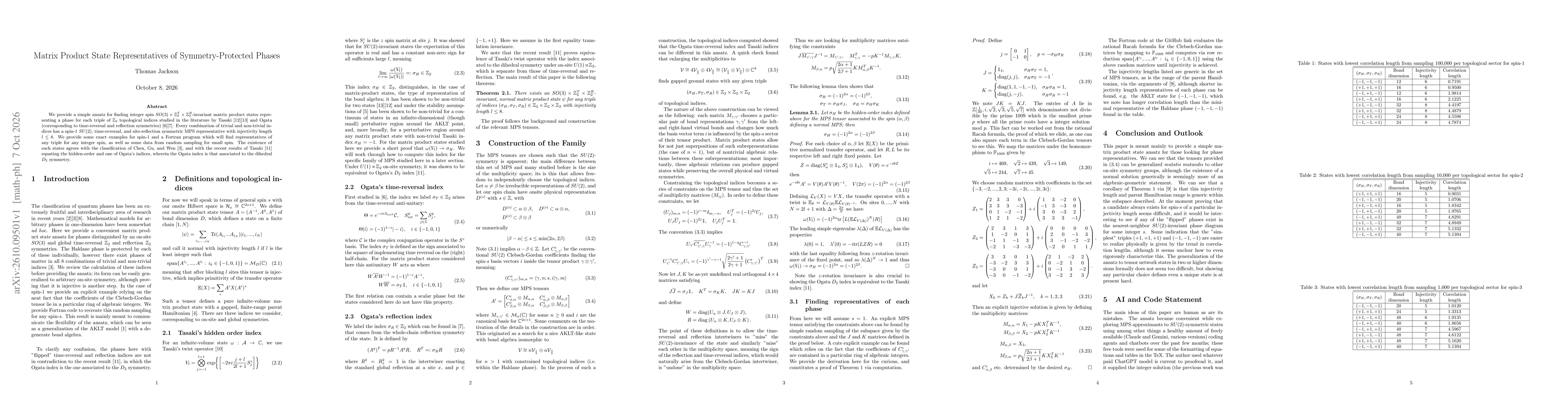 Thumbnail for Matrix Product State Representatives of Symmetry-Protected Phases