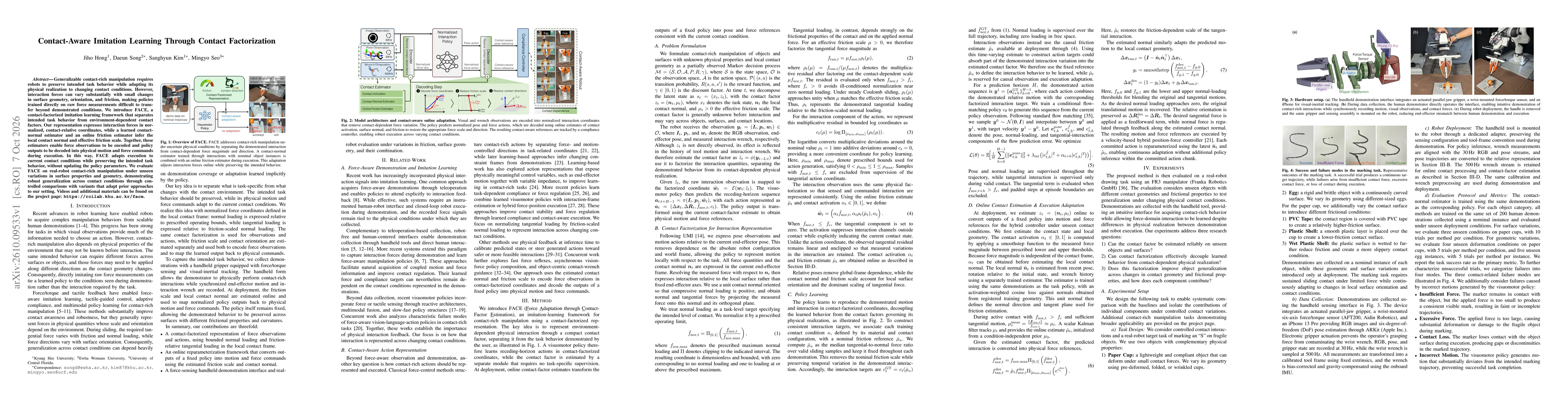 Thumbnail for Contact-Aware Imitation Learning Through Contact Factorization