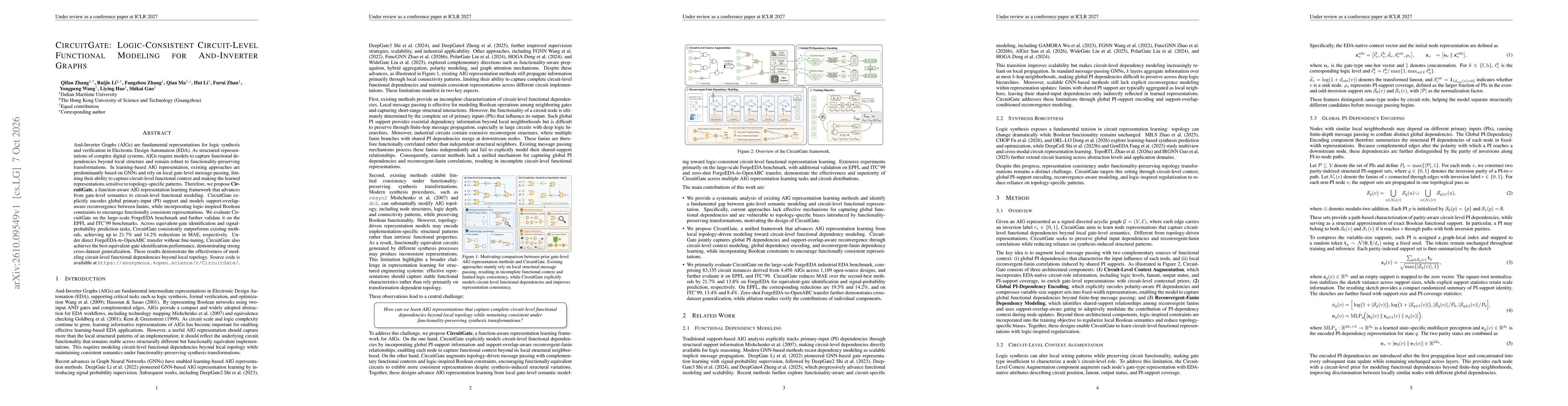 Thumbnail for CircuitGate: Logic-Consistent Circuit-Level Functional Modeling for And-Inverter Graphs