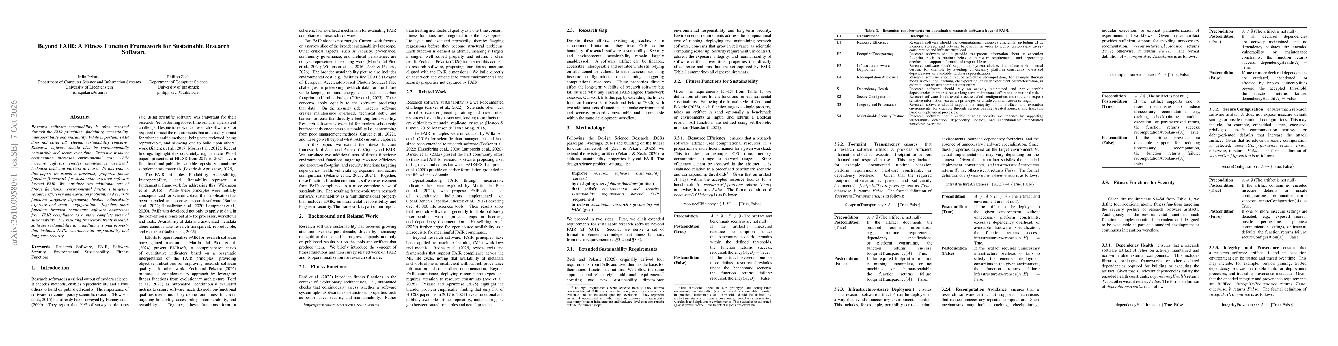 Thumbnail for Beyond FAIR: A Fitness Function Framework for Sustainable Research Software