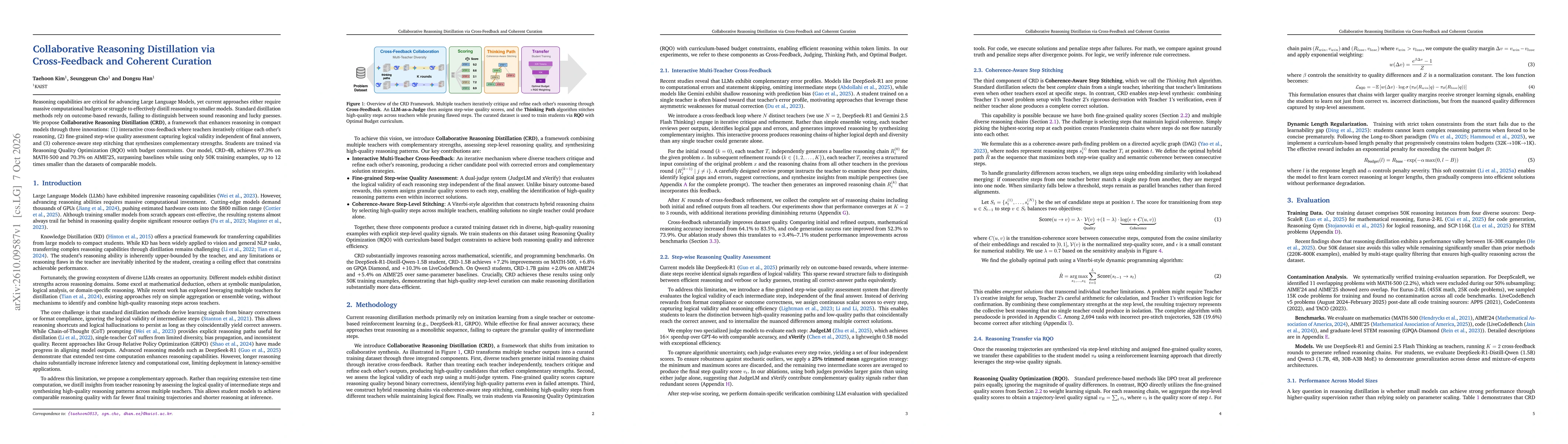 Thumbnail for Collaborative Reasoning Distillation via Cross-Feedback and Coherent Curation
