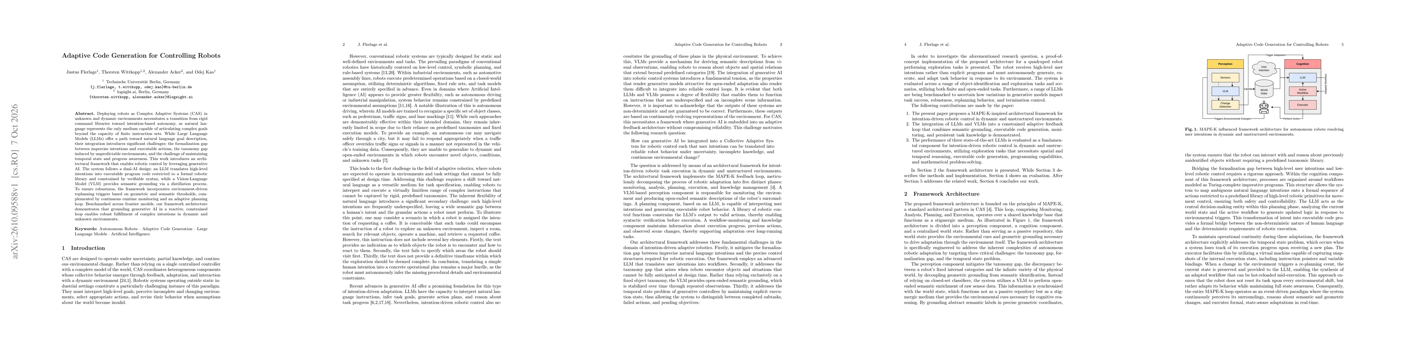 Thumbnail for Adaptive Code Generation for Controlling Robots